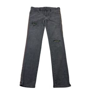 PRPS Windsor Black‎ Multicolor Plaid Stripe Tapered Skinny Stretch Jeans 38x34